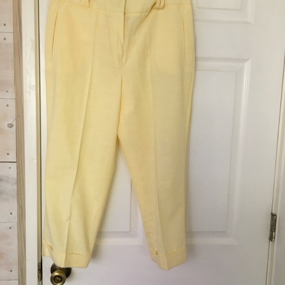 Larry Levine Yellow Crop Capri Slim Leggings Size 12 - Picture 2 of 6